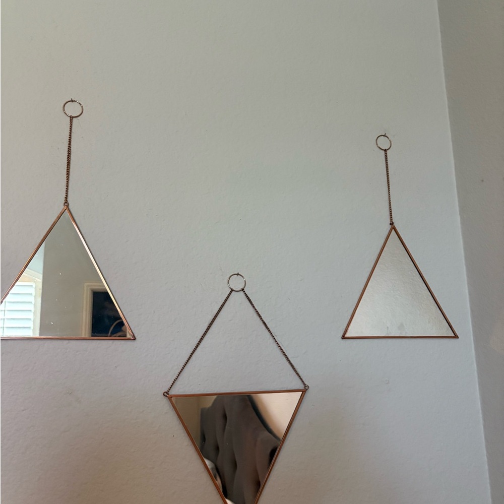 Urban Outfitters Triangular Wall Mirror Set - Rose Gold